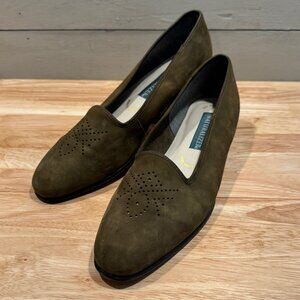 Naturalizer Olive Green Suede/Leather Loafers Women’s Size 10M Slip-On Shoes